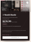 A promotional graphic for a prepaid 3-month box service called '3-Month Hustle'. The design features a dark brown and black color scheme with white text.