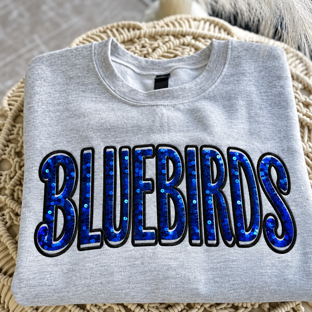 Bluebirds Sequin Embroidered Sweatshirt