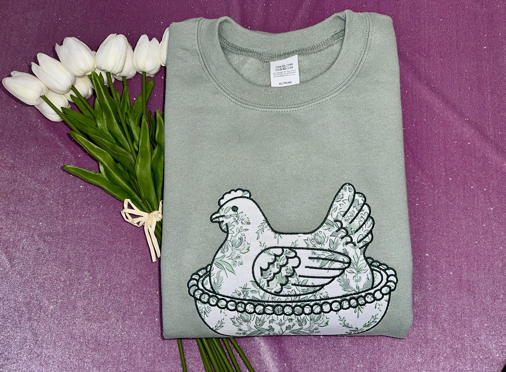 Vintage Floral Chicken Sweatshirt