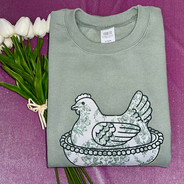 Vintage Floral Chicken Sweatshirt
