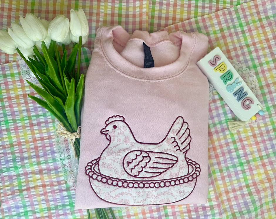 Vintage Floral Chicken Sweatshirt