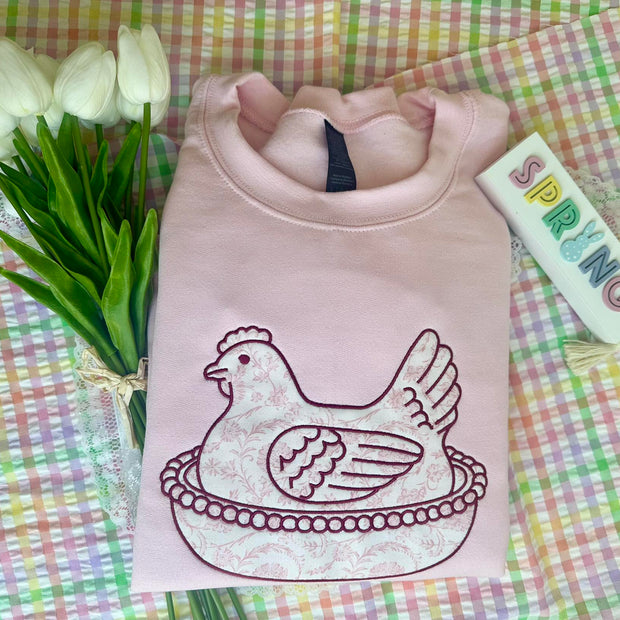 Vintage Floral Chicken Sweatshirt