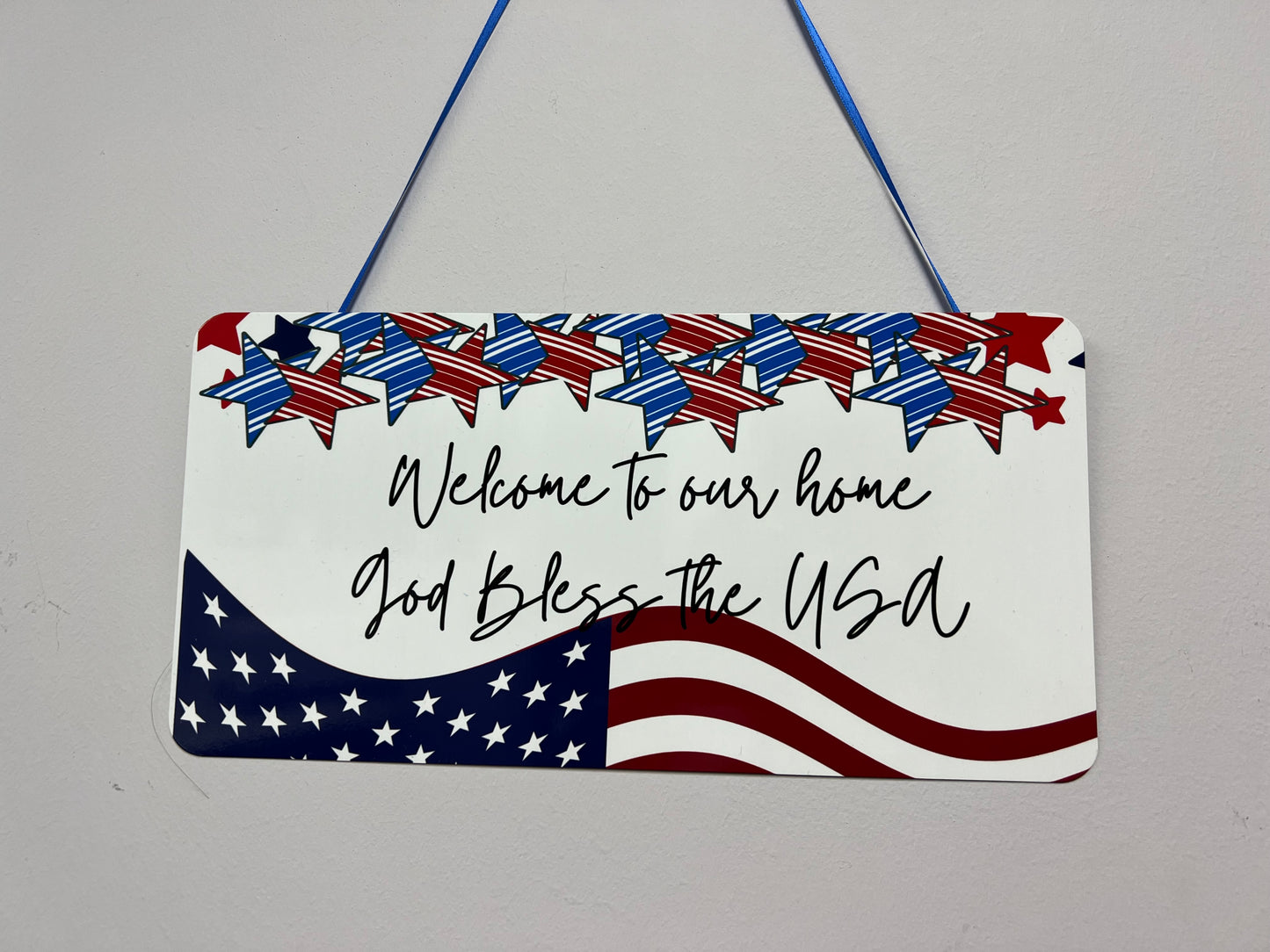 Welcome to our home-God Bless the USA Door Hanger