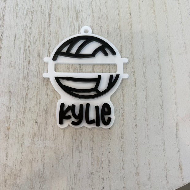 Personalized Sports Ponytail Holder Bag Tag