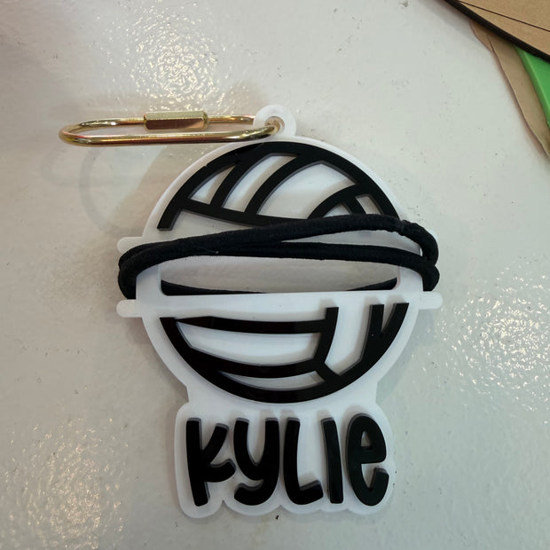 Personalized Sports Ponytail Holder Bag Tag
