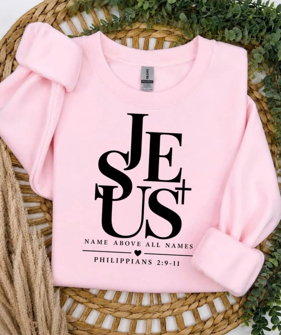 Jesus-Name Above All Names--in the personalization field put color and size of shirt