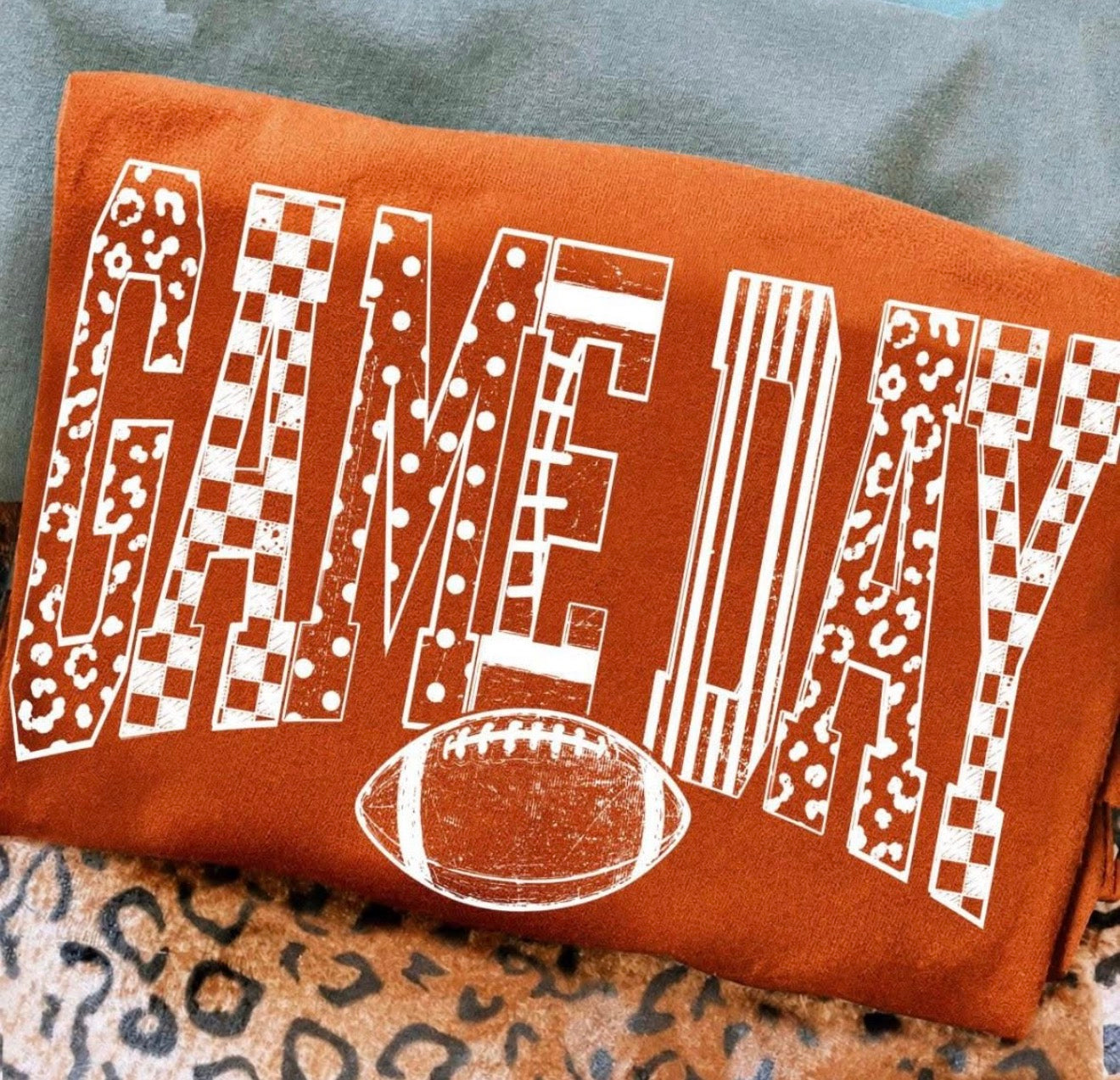 Game Day – White Pattern Design--in the personalization field put color and size of shirt