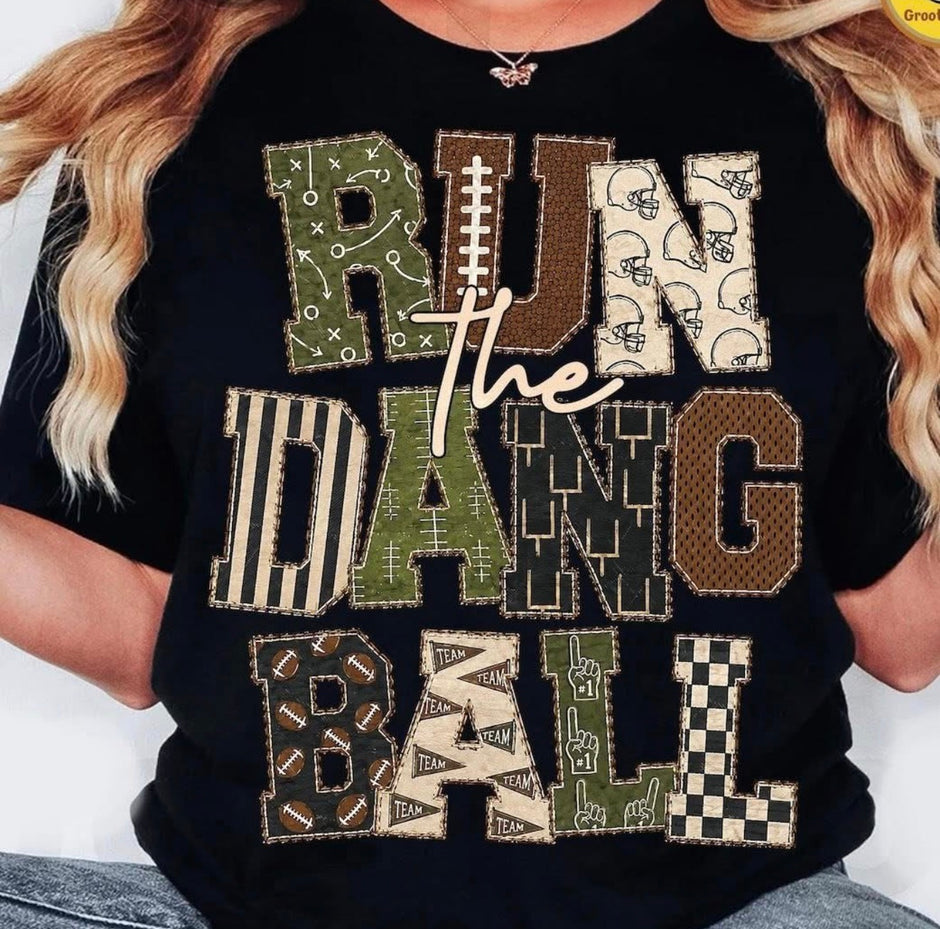 Run the Dang Ball--in the personalization field put color and size of shirt