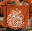 Patterned Pumpkin with Bow--In the personalization field put color and size of shirt
