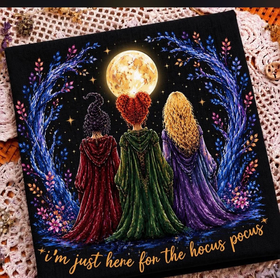 Here for the Hocus Pocus--in the personalization field put color and size of shirt