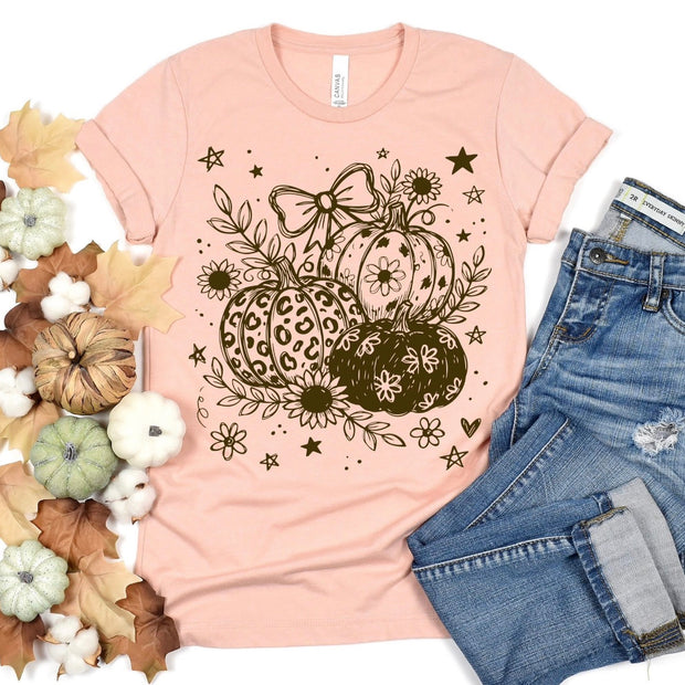 Wild & Floral Pumpkins--in the personalization field put color and size of shirt