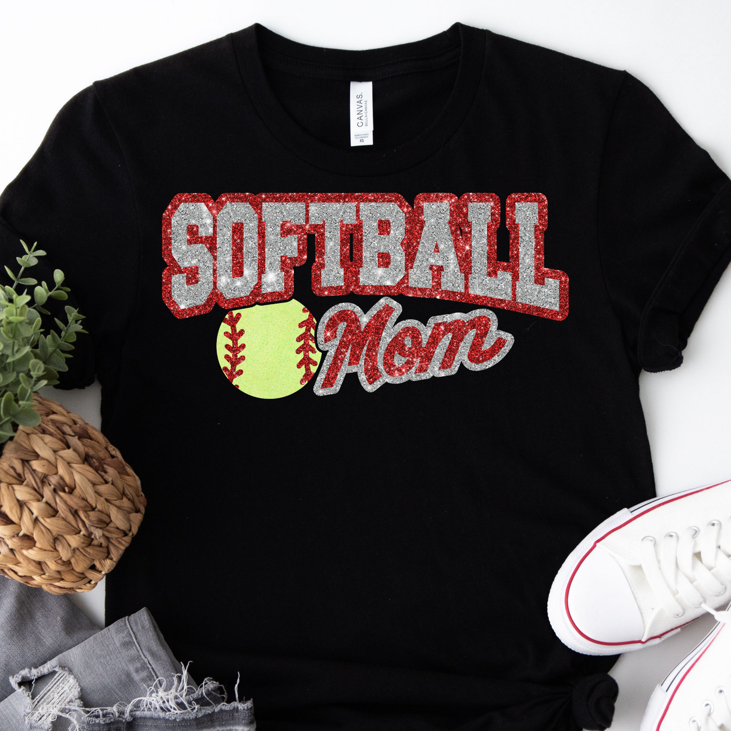 Softball Mom - Faux Glitter