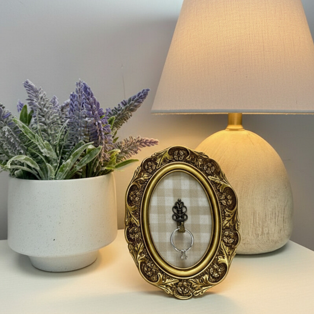 The Victorian Ring Keepsake Frame – Antique Gold Mini Frame with Ring Holder (2.5x3.5)