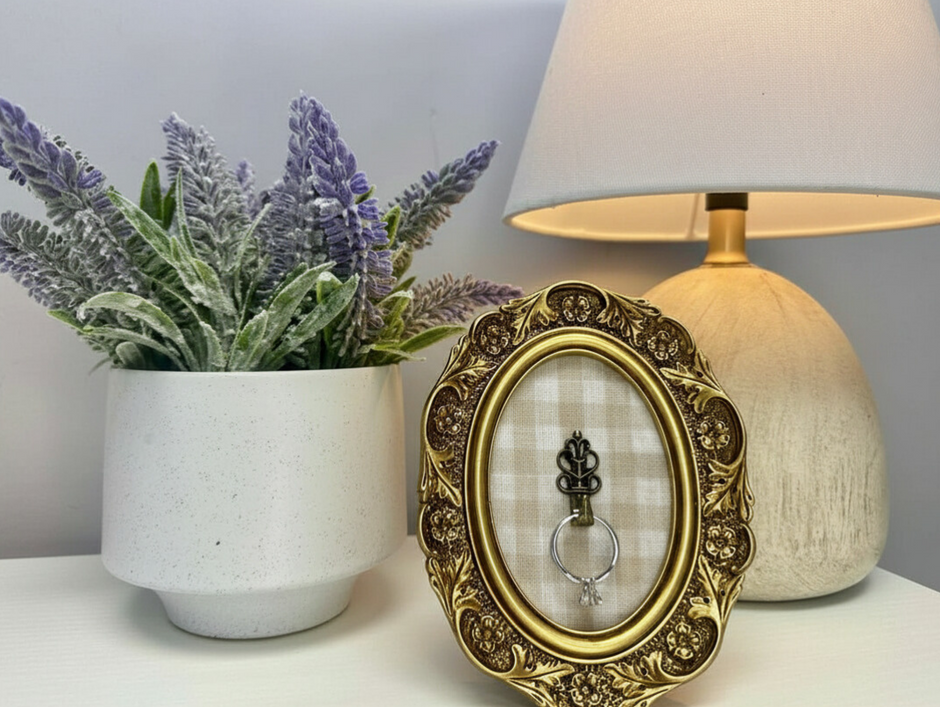 The Victorian Ring Keepsake Frame – Antique Gold Mini Frame with Ring Holder (2.5x3.5)